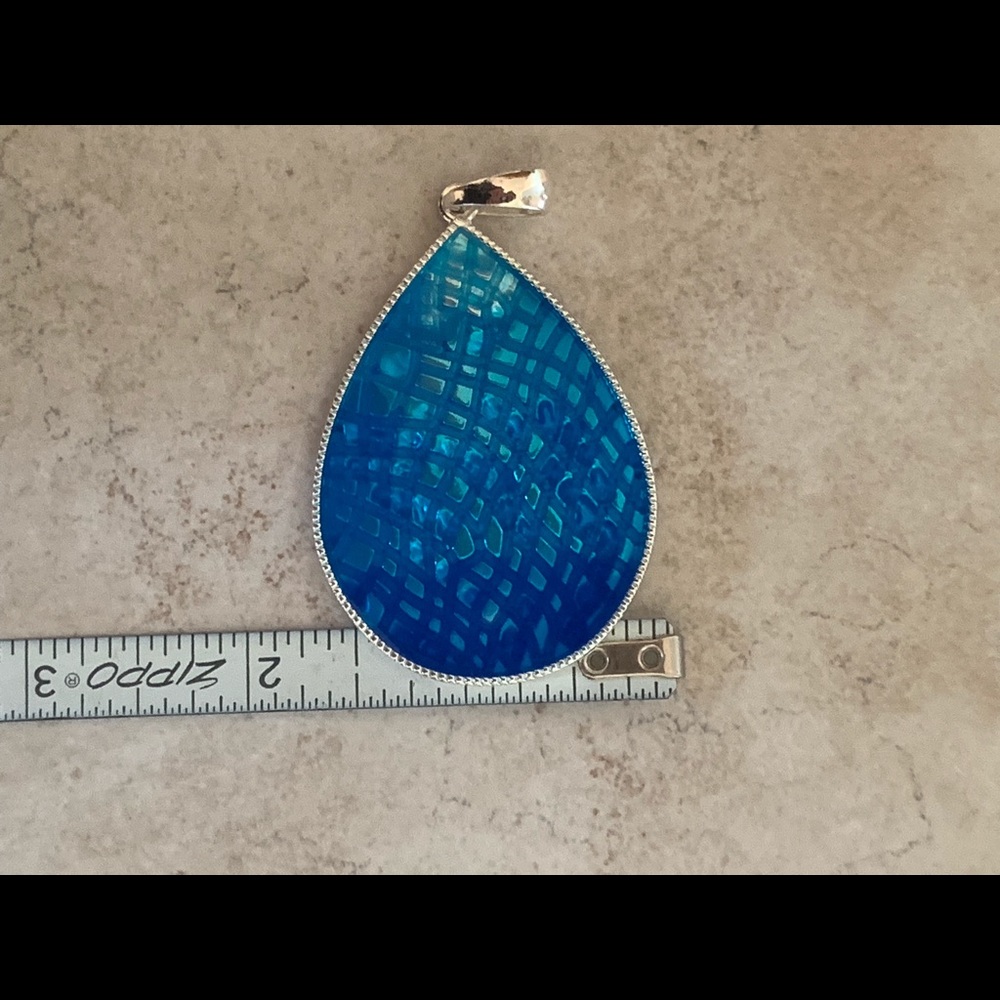 NWOTs watercolor blue teardrop pendant silver - Picture 7 of 11